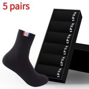 5 Pairs Men's Pure Cotton Crew Socks